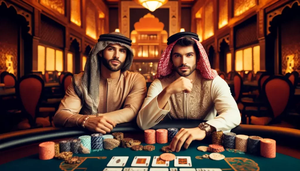 two Arab men playing baloot