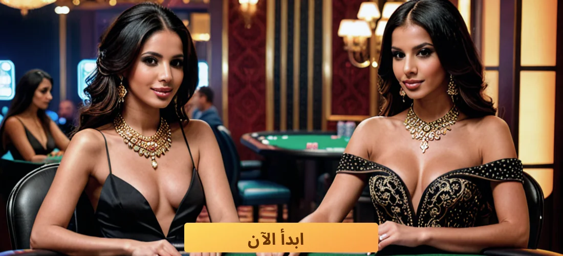 the picture shows beautiful Arab women sitting at a table in a casino playing baloot